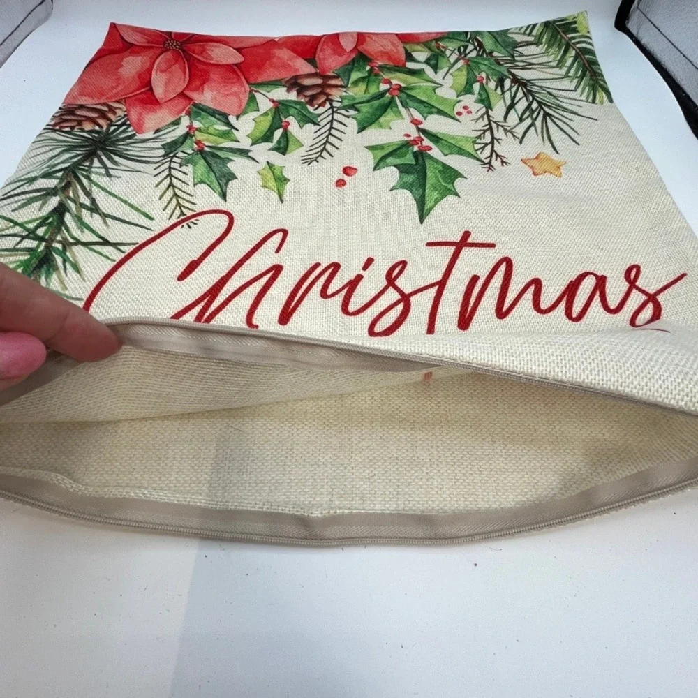 4‎ New Christmas Throw Pillow Covers Holiday Decor Square Woven Cottage Country